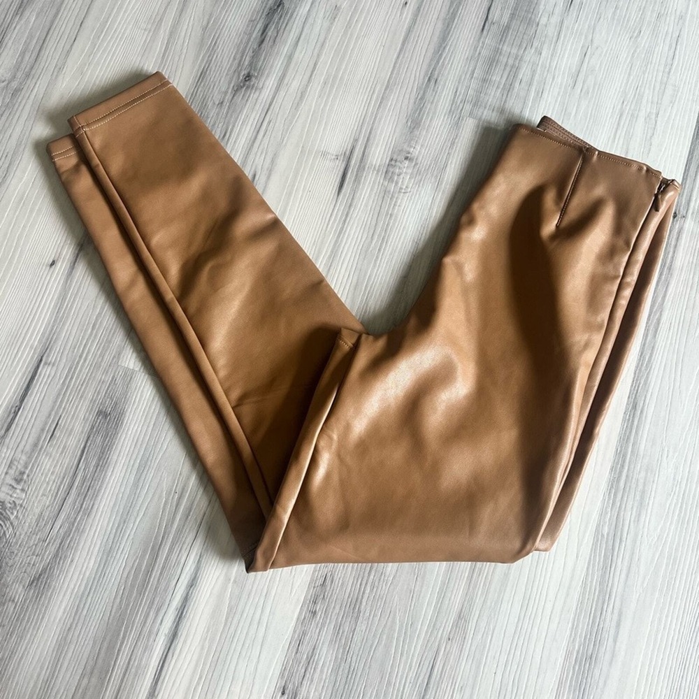 Abercrombie & Fitch Vegan Leather Leggings S Brown‎ Excellent High Rise Seamed